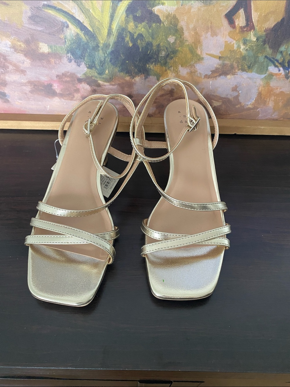 a new day Gold Strappy Slingback Sandal Heels